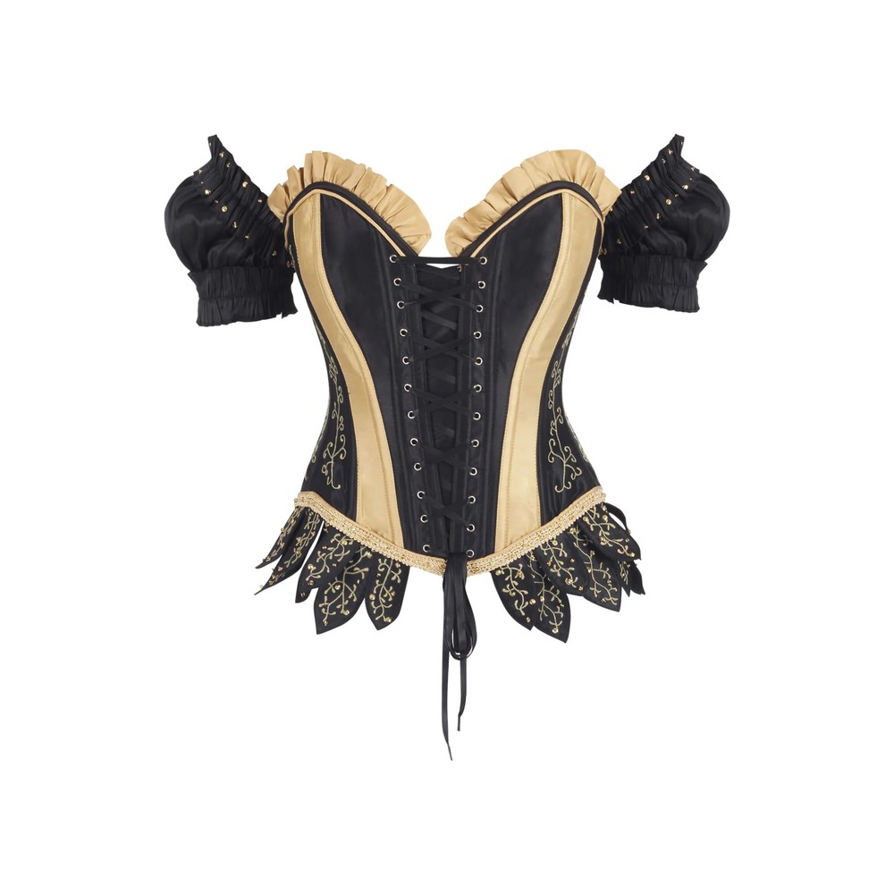 Attitude Corsets - Kiyari Rococo Valkyrie survêtement corset - Noir/Couleur or